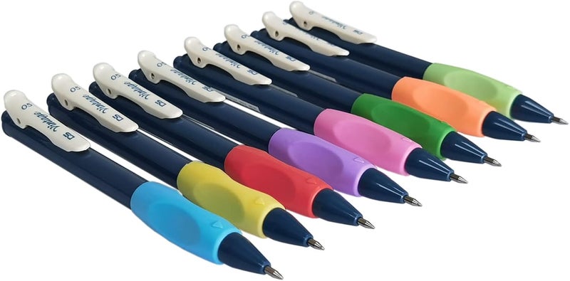 OSteed Ergonomic Pencil Grips Silicone 8 Pcs for Kids and Adults Handwriting, Gel Pen Grips with 3 Concaves, 1 Pack 4 Colors - Image 5